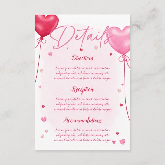 Carte D'accompagnement Galentine's Love Is In the Air Mariage Detail Card (Devant)