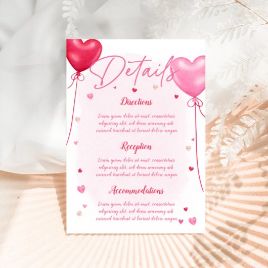 Carte D'accompagnement Galentine's Love Is In the Air Mariage Detail Card