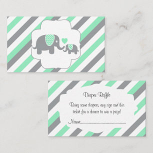 Carte D'accompagnement Gamme d'éléphants blanc, vert et gris