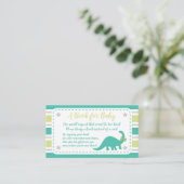 Carte D'accompagnement Garçon Baby shower Mint Dinosaur Apportez Une Cart (Debout devant)