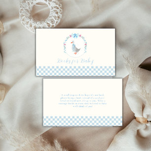 Carte D'accompagnement Garçon Bleu Gingham Livres Silly Goose Pour Baby S