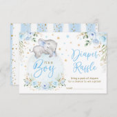 Carte D'accompagnement Garçon Elephant Bleu Lune Or Étoiles Diaper Raffle (Devant / Derrière)