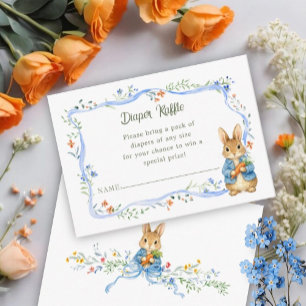 Carte D'accompagnement Garçon Lapin Mignon Fleurs Ruban Bleu Tirage au So