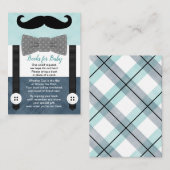 Carte D'accompagnement garçon petit homme moustache menthe marine demande (Devant / Derrière)