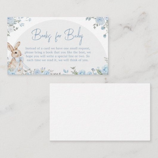 Carte D'accompagnement Garçon Quelques Baby showers Bunny Livres pour béb (Devant / Derrière)