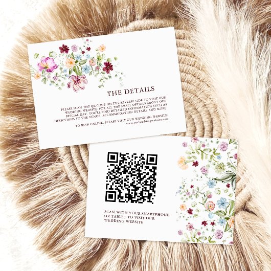Carte D'accompagnement Garden Floral Wedding QR Code Details 