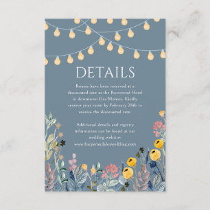Carte D'accompagnement Garden Lights et Mariage Fleur sauvage Détails