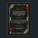 Carte D'accompagnement Gatsby Casino Las Vegas Poker Hébergement<br><div class="desc">Unique Casino Royale et Great Gatsby conception de carte à thème. Il présente un style art déco vintage, un cadre rompu de Roaring des années 1920 avec fausse feuille d'or Fleur-de-lis, coeurs rouges, Q et K sur deux coins (simulant des cartes à jouer), sur arrière - plan motif Art déco...</div>