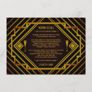 Carte D'accompagnement Gatsby Gold 2020's Mariage Detail