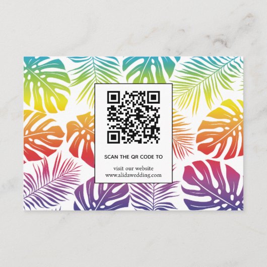 Carte D'accompagnement Gay, lesbienne mariage arc-en-ciel feuilles tropic (Dos)