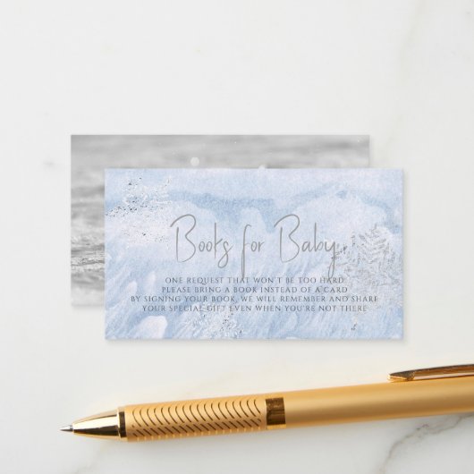 Carte D'accompagnement Gelée hiver Silver Snowflake Blue Livre Demande (Devant/Arrière en situation)