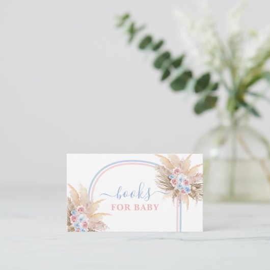 Carte D'accompagnement Gender Reveal Pampas Grass Books for Baby Card (Debout devant)
