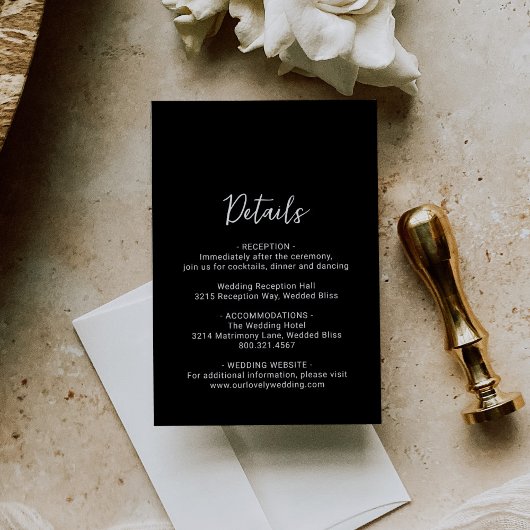 Carte D'accompagnement Genevieve Black Photo Mariage moderne