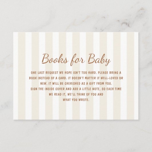 Carte D'accompagnement Genre Neutre Ecru Stripes Livres pour bébé (Devant)