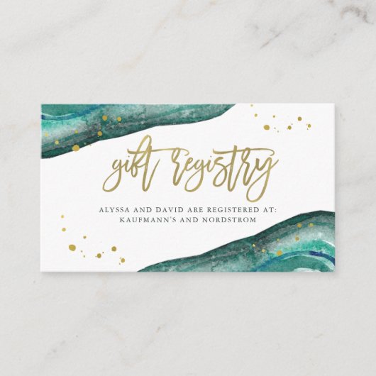 Carte D'accompagnement Géode turquoise et Gold | Inscription de cadeaux (Devant)
