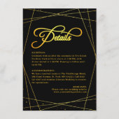 Carte D'accompagnement Geometric Luxury Black & Gold Wedding Details (Devant)