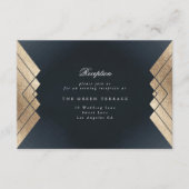 Carte D'accompagnement Géométrique Dark Navy Gold Gatsby Réception de mar (Devant)