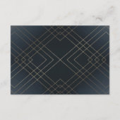 Carte D'accompagnement Géométrique Dark Navy Gold Gatsby Réception de mar (Dos)