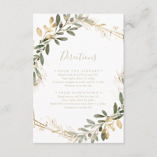 Carte D'accompagnement Géométrique Verdure Mariage de automne Directions (Devant)