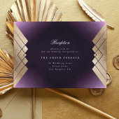 Carte D'accompagnement Géométrique violet or Gatsby Réception de mariage