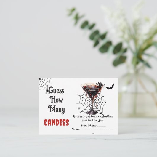 Carte D'accompagnement Ghost Halloween Devinez Combien De Candies Jeu (Debout devant)