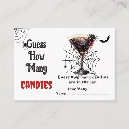 Carte D'accompagnement Ghost Halloween Devinez Combien De Candies Jeu (Devant)