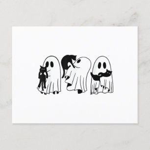 Carte D'accompagnement Ghost Holding Chat noir Funny Halloween Amoureux d