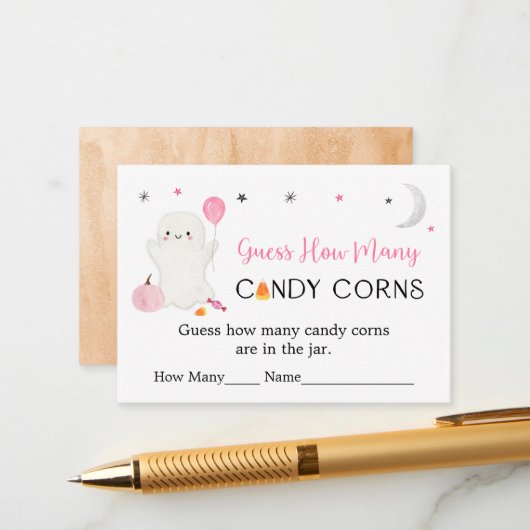 Carte D'accompagnement Ghost rose Halloween Devinez Combien De Jeu (Devant/Arrière en situation)