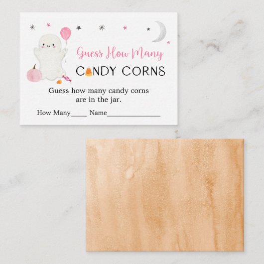 Carte D'accompagnement Ghost rose Halloween Devinez Combien De Jeu (Devant / Derrière)