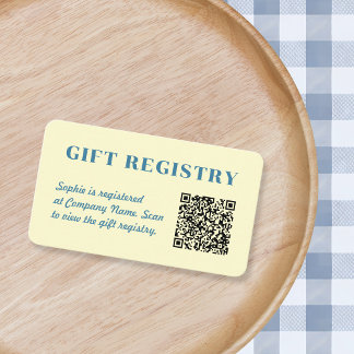 Carte D'accompagnement Gift Registry Qr Code Butter Yellow & Blue