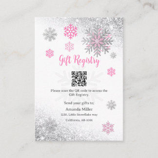 Carte D'accompagnement Gift Registry Snowflake Winter Baby Shower QR Code
