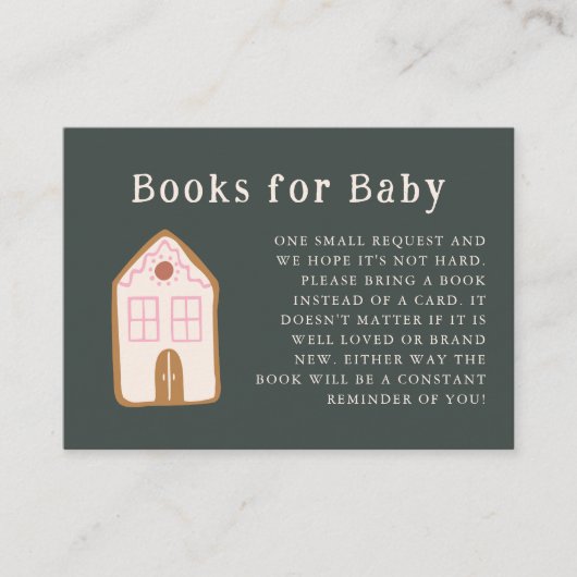 Carte D'accompagnement Gingerbread House Pink Baby Shower Book Request (Devant)