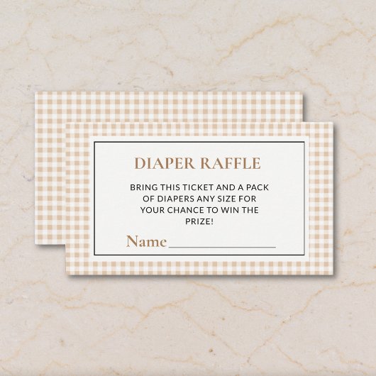 Carte D'accompagnement Gingham Neutral Diaper Raffle Tickets Baby Shower