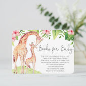 Carte D'accompagnement Girafe tropicale livres de verdure rose pour bébé (Debout devant)