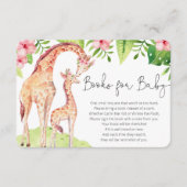 Carte D'accompagnement Girafe tropicale livres de verdure rose pour bébé (Devant)