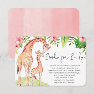 Carte D'accompagnement Girafe tropicale livres de verdure rose pour bébé