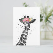 Carte D'accompagnement Giraffe Amoureux Giraffe Et Fleur (Debout devant)