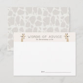 Carte D'accompagnement Giraffe Baby shower Beige Conseils Card (Devant / Derrière)