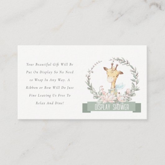 Carte D'accompagnement Giraffe Floral Wreath Afficher Baby shower douche (Devant)