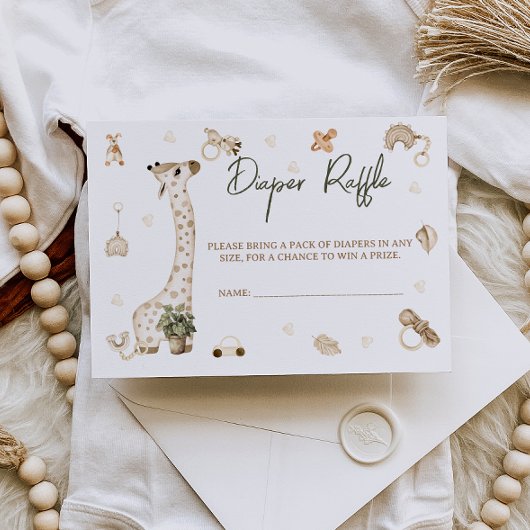 Carte D'accompagnement Giraffe Nourriture Boho Baby shower Déchets Raffe