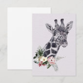 Carte D'accompagnement Giraffe Oreille Giraffe Animal avec Fleur (Devant / Derrière)