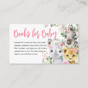 Carte D'accompagnement Girl Safari Animaux Baby showers Livres pour bébé