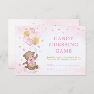 Carte D'accompagnement Girl Teddy Bear Balloons Candy Gueting Game Card