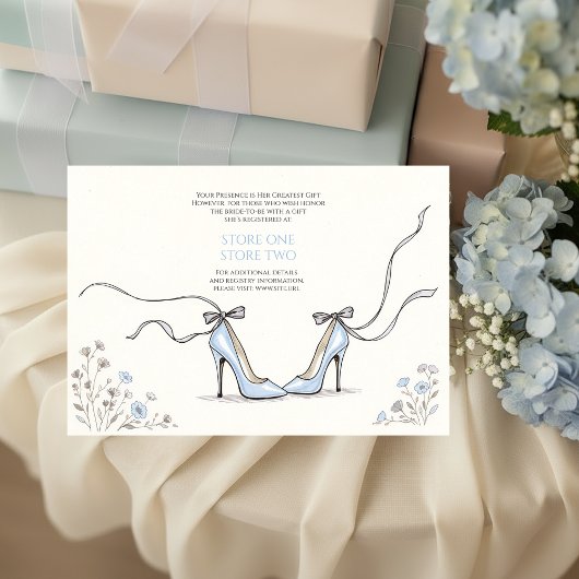 Carte D'accompagnement Girly Blue Heels Bridal Shower Enclosure Card