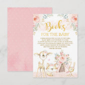 Carte D'accompagnement Girly Blush Floral Woodland Animals Livres pour bé (Devant / Derrière)
