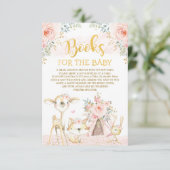 Carte D'accompagnement Girly Blush Floral Woodland Animals Livres pour bé (Debout devant)