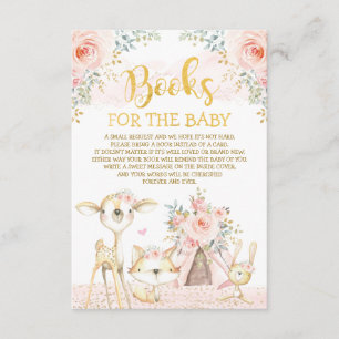 Carte D'accompagnement Girly Blush Floral Woodland Animals Livres pour bé