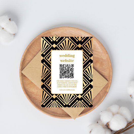 Carte D'accompagnement Glam Art Déco Black Gatsby 1920 Style Mariage