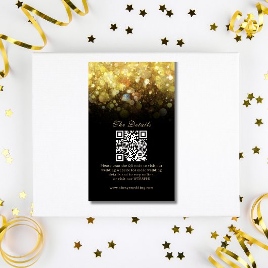 Carte D'accompagnement Glam Black Gold Parties scintillant Mariage modern