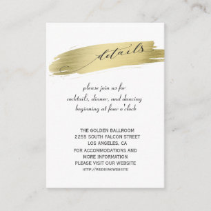 Carte D'accompagnement Glam Calligraphy Gold Stroke Détails du Mariage